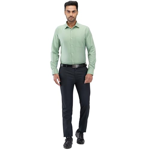 Image of Park Avenue Men's Slim Fit Structure Pattern Cotton Blend Semi Cutaway Collar Full Sleeve Formal Shirt