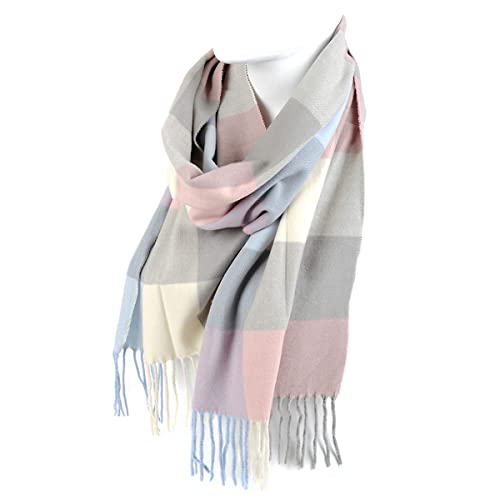 Image of Nollia Plaid Fall /Winter Scarf for Men & Women-Plaid Color Cashmere Feels Acrylic Scarves