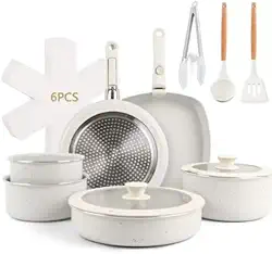 Conjunto de Panelas Cerâmica Antiaderente/Cabo Removivel/Propria Para Forno/18 Peças (Estoque No Brasil)