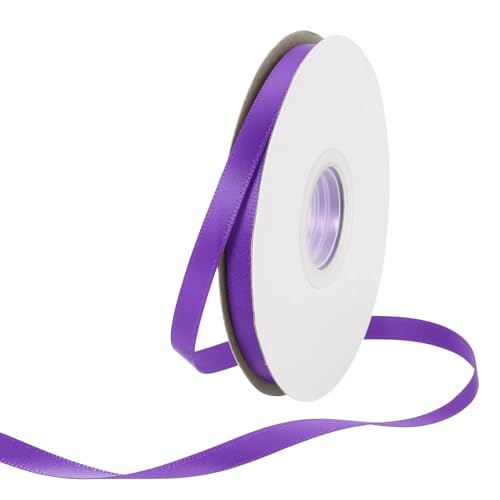 Rebower 1/4 Inch 50 Yard Satin Ribbon Thick Double Face Grosgrain Silk Ribbon, [for Gift Wrapping, Hair Bows, Wedding, Cake, Flower] - Dark Purple