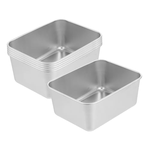 ABOOFAN 6pc Square Stainless Steel Flat Chassis for Baking Roasting Decorative Bakeware Non-slip Metal Square Cakes Pans