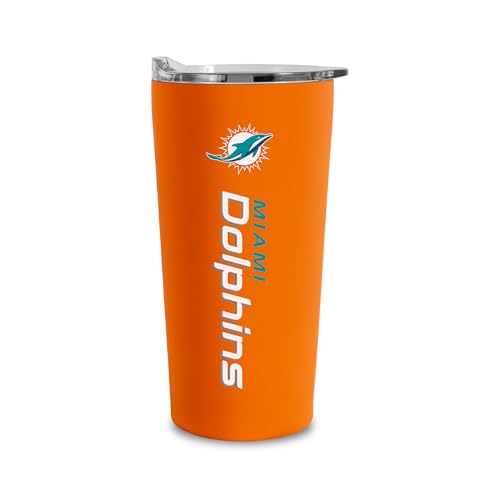 Rico Industries NFL Football Miami Dolphins 18oz Soft Touch Easy Grip Tumbler