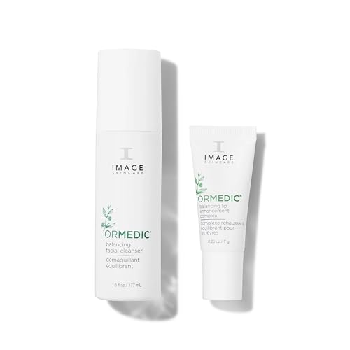 IMAGE Skincare Ormedic pH Balancing Facial Cleanser + pH Balancing Lip Enhancement Set, Cleans and Hydrates Skin, Soothes Dry Lips and Gives a Younger, Fuller Look (6 oz + .25 oz)