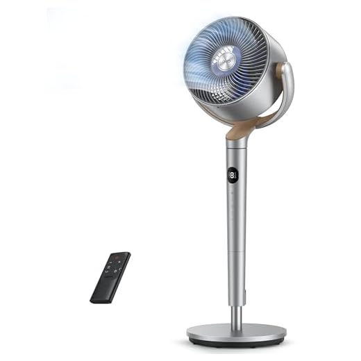 DREO 23dB Silent Standing Fan, 120°+120°Omni-directional Oscillating Fan For Bedroom, 80 ft Circulator With Remote, DC Motor Quiet Pedestal Fans, Adjustable Height, 8 Speeds, 3 Modes, 8H Timer