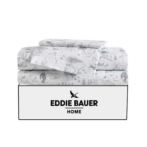Image of Eddie Bauer Kids - Twin Sheet Set, Ultra-Soft Microfiber Bedding with Fully Elastic Fitted Sheet, Kids Bed Set with Pillowcase, Easy Care Bedding (Big Foot Hiking Trip)