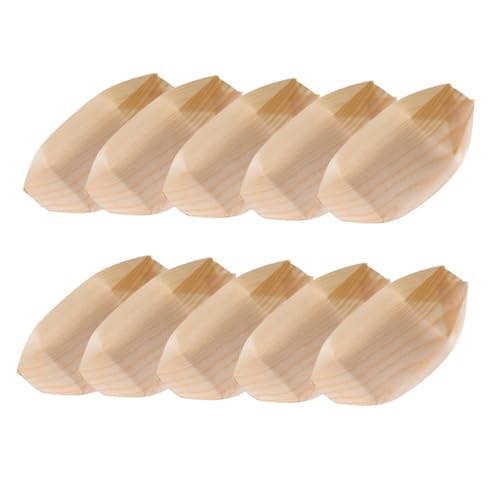 Platos desechables de madera en forma de barco 50 piezas miniatura 1