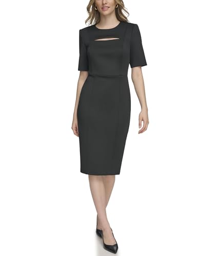Calvin Klein Scuba Short Sheath Dress with Cutout Detail