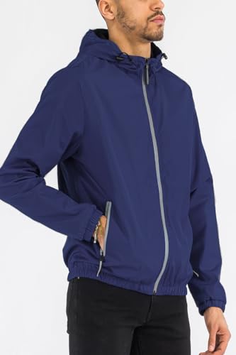 Image of WEIV GEAR Men's Full Zip Hooded Lightweight Windbreaker Anorak Jacket