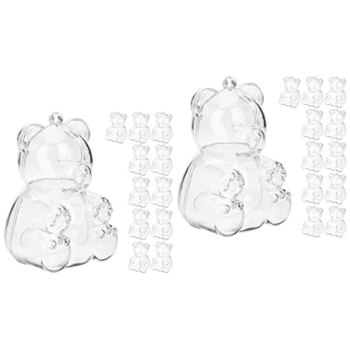 TOYANDONA Lot de 24 boîtes à bonbons en forme d'ours, bouteille de miel transparente à remplir en vrac, ornements, décorations d'ours pour fête...