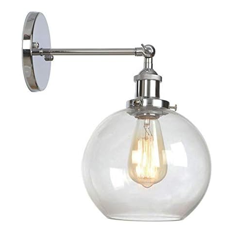 Lámpara de pared industrial vintage HJXDtech con pantalla de vidrio transparente Cover