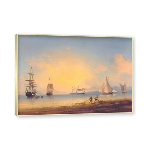 Tableau sur toile Ships en mer Ivan Aivazovsky reproduction peinture huile cadre doré 40x56cm