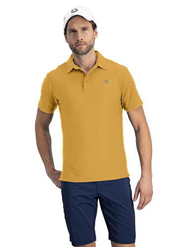 Image of Three Sixty Six Golf Shirts for Men - Dry Fit Short-Sleeve Polo, Athletic Casual Collared T-Shirt, Harvest Gold, X-Large