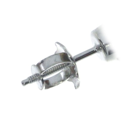 4 mm Round Sapphire Screw-back Stud Earrings in 14k White Gold4