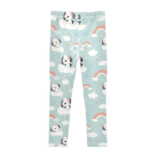 Cartoon Rainbow Clouds Dog Girls Casual Leggings for Kids Printed Long Pant Bottoms Stretch and Soft2
