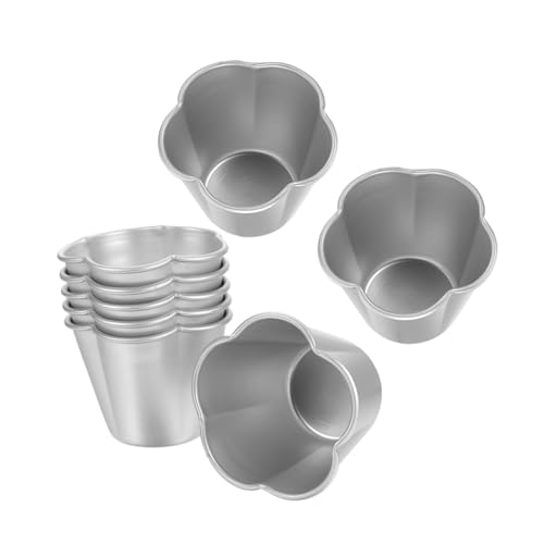 PRETYZOOM 8 Piezas Moldes para Muffins y Tartas de Aluminio Antiadherentes Moldes Redondos para Pudín Cupcakes Cheesecakes y Tartaletas Aptos para Horno y Fácil Desmoldeo