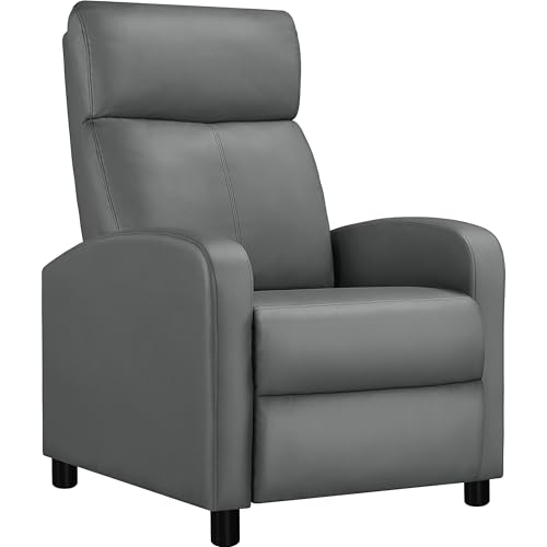 Yaheetech Fauteuil de Relaxation Chaise de Détente Siège de Canapé Fauteuil Relax/Chambre à Coucher/Home Cinéma Gris/Similicuir