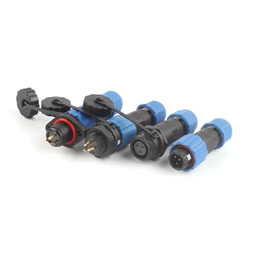Conector SP16 IP68 de 7 pines macho hembra estanco para montaje en panel con tuerca trasera 8