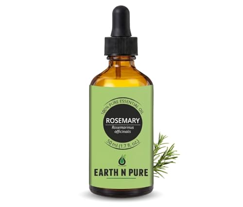 Image of Earth N Pure Rosemary Essential Oil | 100% Pure, Natural & Undiluted | Steam Distilled Rosemary Oil for Hair, Scalp, Skin, Aromatherapy & Diffuser | Vegan & Cruelty-Free | 50ml