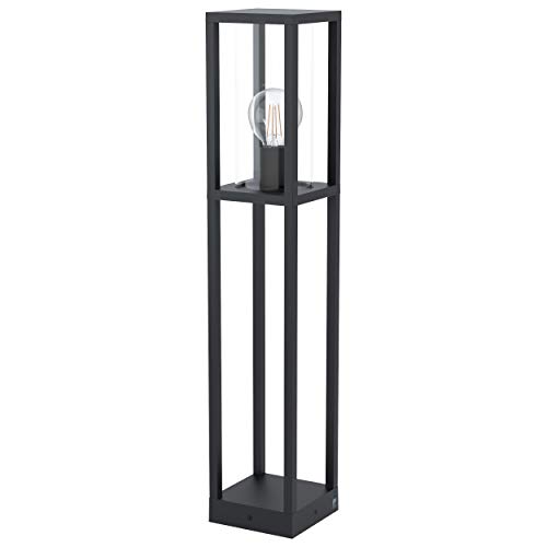 Eglo Lampadaire d'Extérieur Cascinetta - 1 Ampoule - Style Vintage - Rétro - Lampadaire en Fonte d'Aluminium Noir et Verre Transparent - Lampe d'Extérieur avec Douille E27 - Ip44