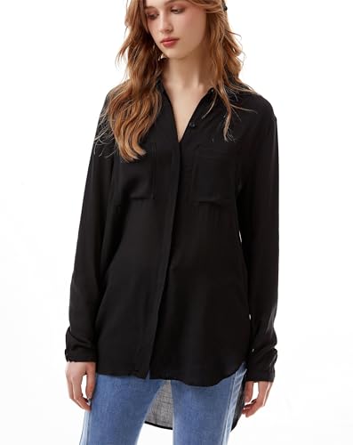 Image of TOUSYEA Sleep Shirts for Women Button Down Shirts Long Sleeve Sleepwear Swimsuit Cover Ups Soft Pajama Tops