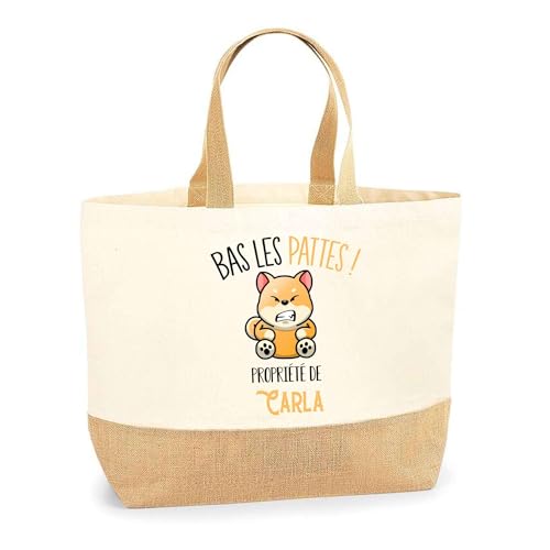 Idée cadeau Fête des mères : sac jute Carla motif chien Shiba