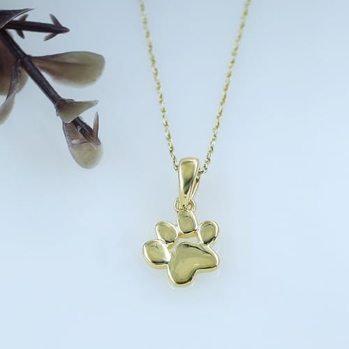 Charm Pendant Necklace Plain Dog Paw Print Jewelry For Women In 14K Gold Plated Sterling Silver Along With 18" Chain4