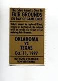 Oklahoma vs. Texas Tech Oct 11, 1997 Ticket Stub NCAA Football