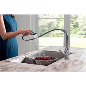 Image of Moen Arbor Chrome One-Handle Kitchen Faucet with Pull Down Sprayer Featuring Power Boost and Reflex, 7594C