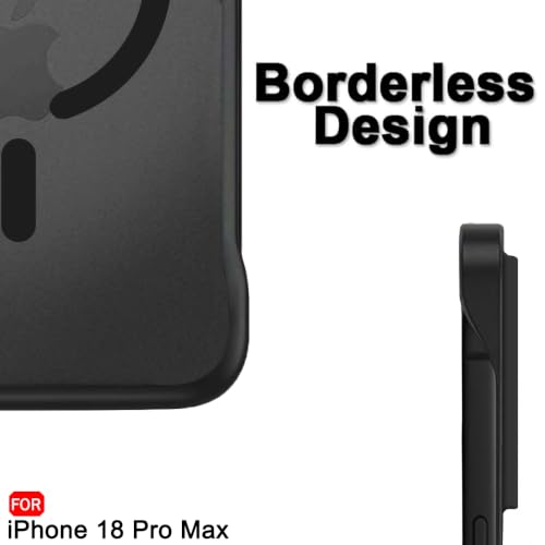 Image of TheGiftKart Hybrid Ultimate Slim Back Case Cover for iPhone XVIII Pro Max | Lightweight Profile | Frosted Matte Translucent Hard Back Case Cover (PC & TPU, MagSafe Compatible, Black Sides)