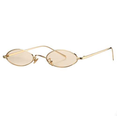 Image of COASION Vintage Small Oval Aesthetic Sunglasses Retro for Women Men Hippie Cool Metal Frame Sun Glasses