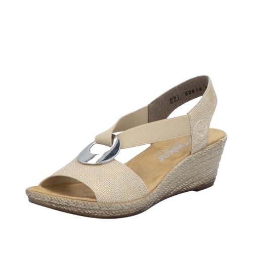 Image of Rieker 624H6 Fanni Women's Wedge Sandals - Lightweight, Comfortable and Supportive - Slip On Sandals with Cushioned Insole and High Wedge for Everyday Stylish Wear