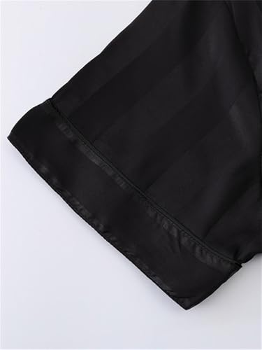 Betusline Men's Soft Silky Satin PJ Set - 2-Piece Cozy Short Sleeve & Shorts, Lightweight Sleepwear Loungewear US S-XXL4