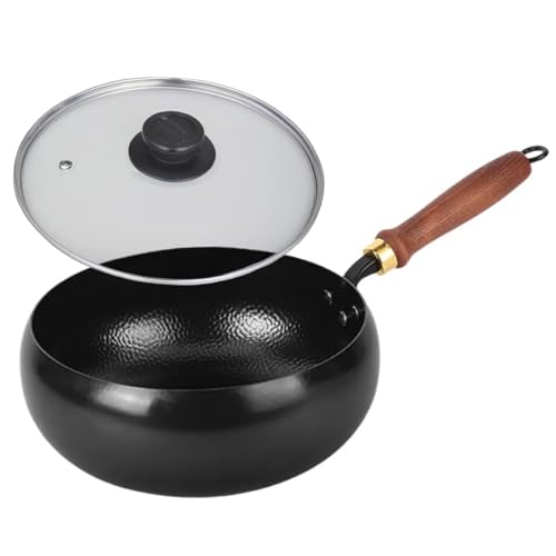 【木蓋+ガラス蓋】24cm/26cm/28cm 中華鍋 鉄手作り 錆びない 化学コーティング無し 高純度鉄 鉄分補給 軽量省エネ ガス・電磁調理器対応 家庭用業務用 ガラス蓋 槌目鍋 28cm