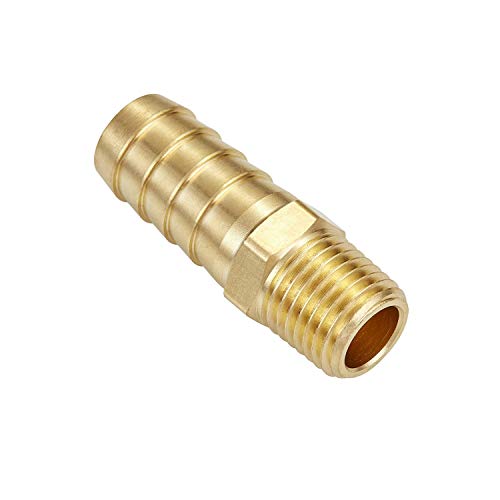 Litorange 125-14X12 4 Pcs Solid Brass Pipe Fitting And Air Hose End Fitings 1/2 Inch Barb X 1/4 Inch Npt Male Thread Pipe Adapter thumb #1