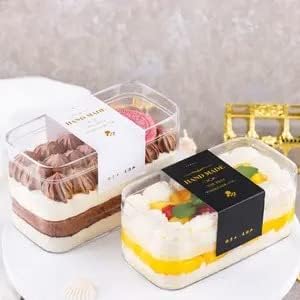 NAVIN PLAST N-46 Cake Box With Lid Set 400 ml Pack Of 12 Plastic Box Transparent Storage Box for Party & Events
