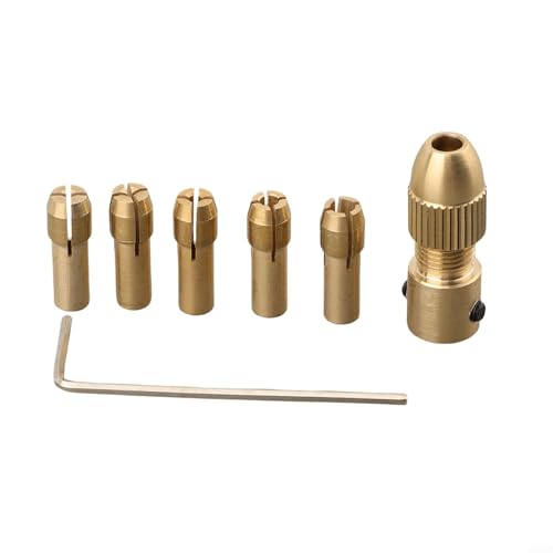 Juego de 7 pinzas de latón de 0,5 a 3 mm para mini taladro eléctrico, compatible con accesorios de herramientas Dremel, color dorado