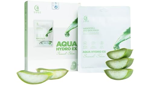 Yose Aqua Hydro Ex Second Skin Mask Hydrolyzed Collagen Intensive Hydration SKin Repair and Renewal Soothing and Calming Enhanced Absorption - 10 packs/box