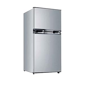 yankai Vrijstaande inbouw koelkast, dubbele deur kleine koelkast, koelkast + bevriezing, 102L grote capaciteit, energiebesparing en stil, gemakkelijk te reinigen, 455X514X897MM