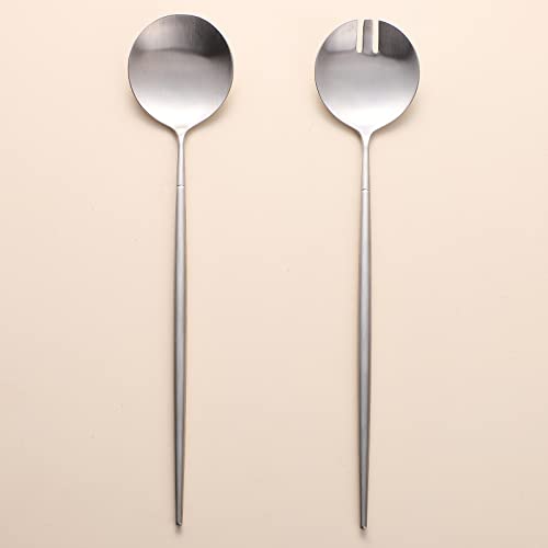 Zerophilo Salad Servers,Spoon And Fork Set 11.41 Inch,18/10 Stainless Steel Salad Serving Silver cover