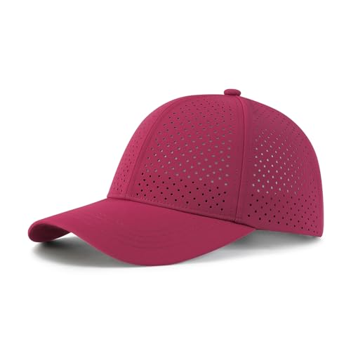 Image of FEINION Men Summer Adjustable Performance Hat Breathable Snapback Laser Perforated Mesh Baseball Cap