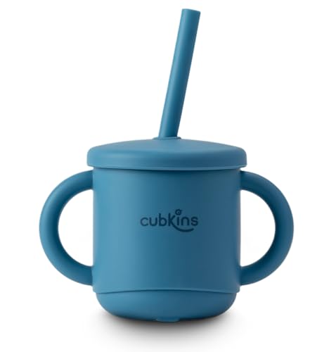 Image of CUBKINS Silicone Sippy Cup with Soft and Durable Straw Training Cup for Babies | Anti-Slip & Measuring Level Cup with Lid for Toddler and Kids