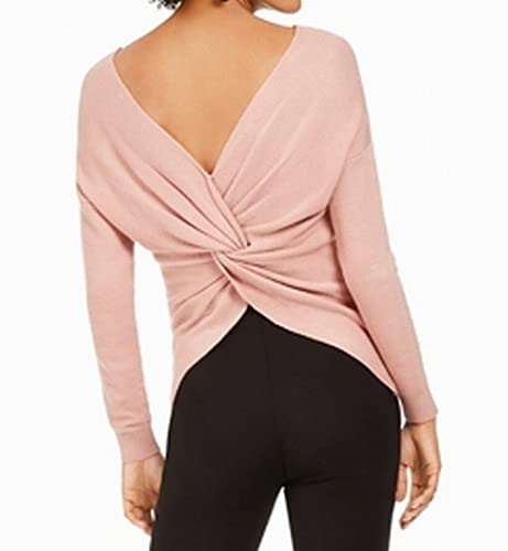 Bar Iii Womens Ribbed Twist Back Sweater Pink S #TOP1