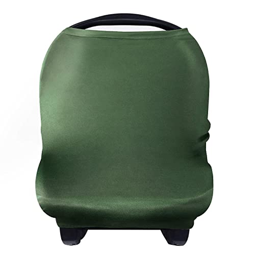 Image of Yoofoss Nursing Cover Breastfeeding Scarf - Baby Car Seat Covers, Infant Stroller Cover, Strechy Carseat Canopy for Boys and Girls (Dark Green)