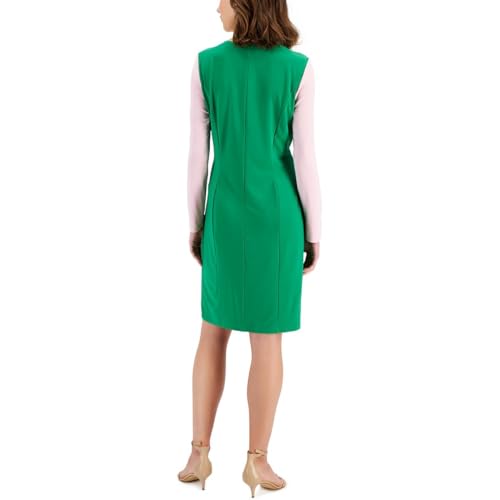 Kasper Womens Colorblock Knee-Length Sheath Dress Green L2