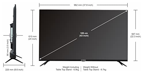 Image of Hyundai 109 cm (43 inches) Frameless Series 4K Ultra HD Smart LED TV UHDHY43WSR4BYI5 (Black)