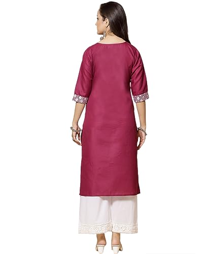 Image of Women's A-Line Cotton Embroidery Red Kurti |Red
