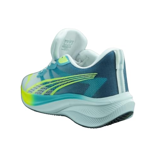 Image of Athletic Sneakers, Comfort Running Shoes, White and Turquoise with Neon Yellow Accents | Lightweight and Breathable