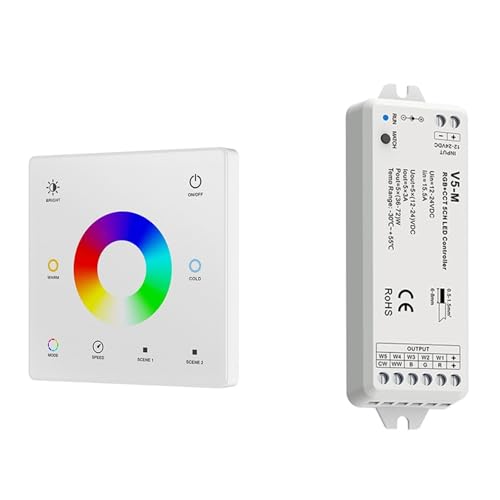 Contrôleur LED RCT 5 canaux avec télécommande pour ruban RGBW et CCT DC12V-24V