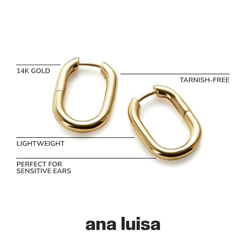 Ana Luisa Rox Rectangle Hoop Earrings for Women - Chic Small & Mini 14K Gold Plated Hoop Trendy Earrings & Silver Rhodium Plated Huggie Hoops - Hypoallergenic Tarnish-Free Water-Resistant Huggie Hoops3