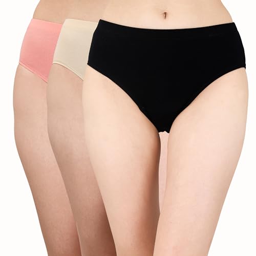 Image of SOIE Women High Rise Full Coverage Solid Colour Cotton Stretch Hipster Panty (Pack of 3)